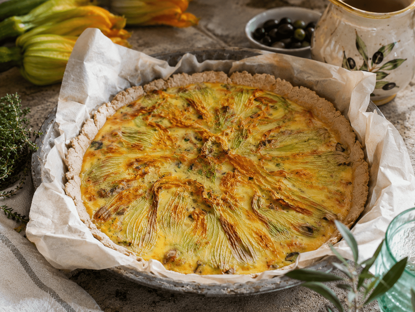 Quiche aux fleurs de courgette